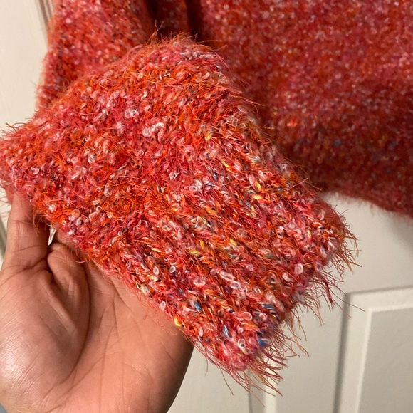Free People Vibrant Orange Cowl Neck Sweater NWOT - Picture 6 of 6